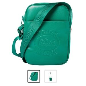 SUPREME X LACOSTE Unisex leather shoulder bag in green. Excellent Condition!